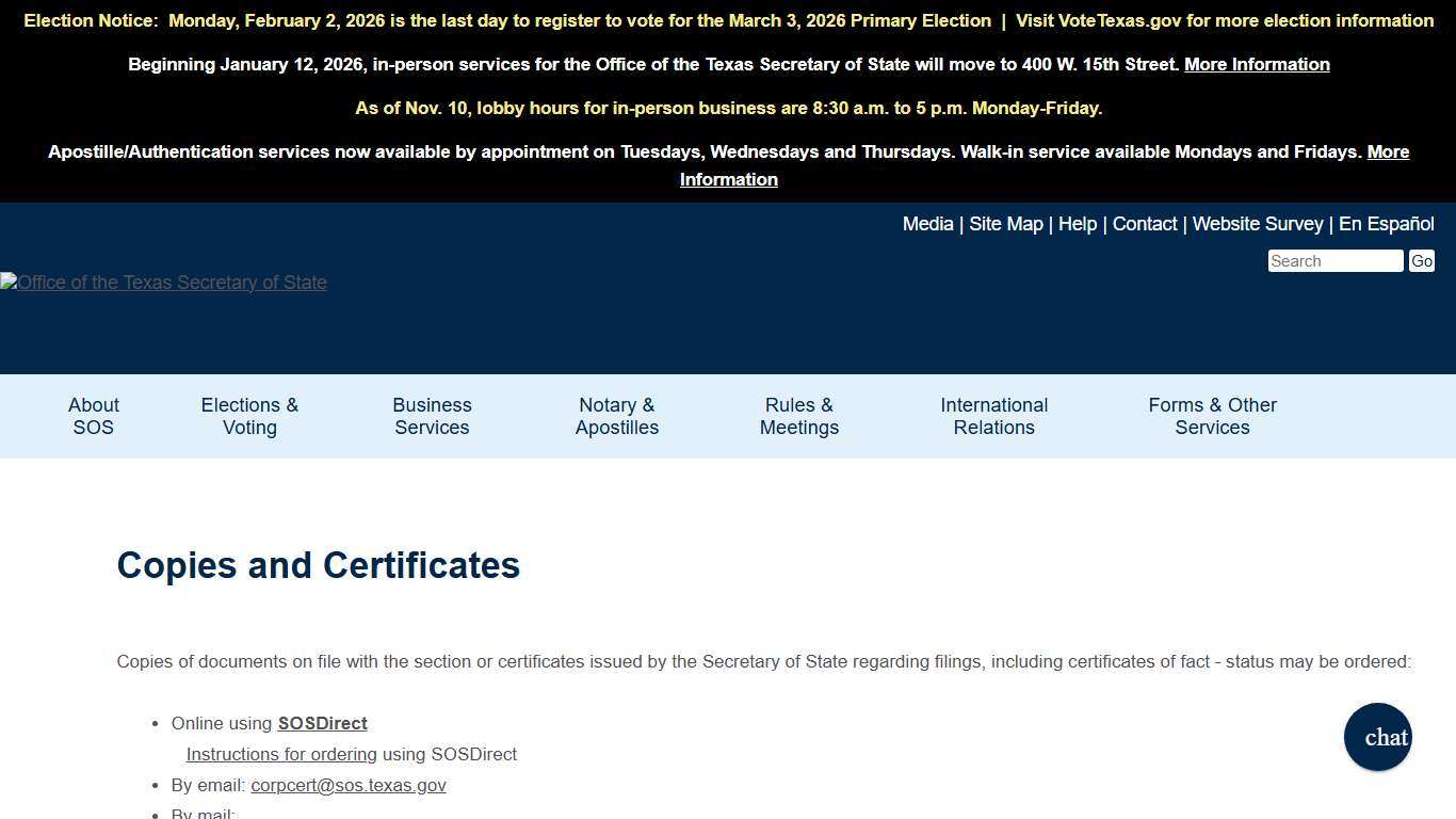 Copies and Certificates